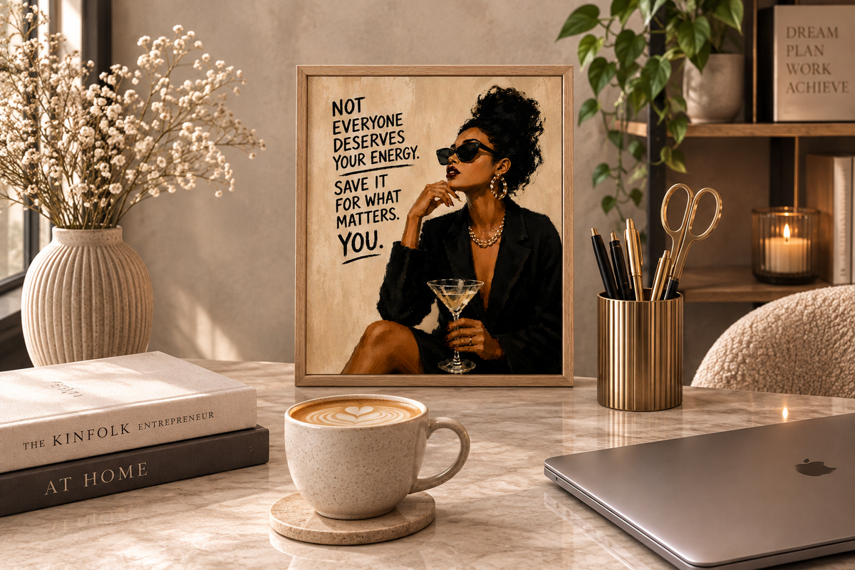Not Everyone Deserves Your Energy Wall Art with bold feminine quote