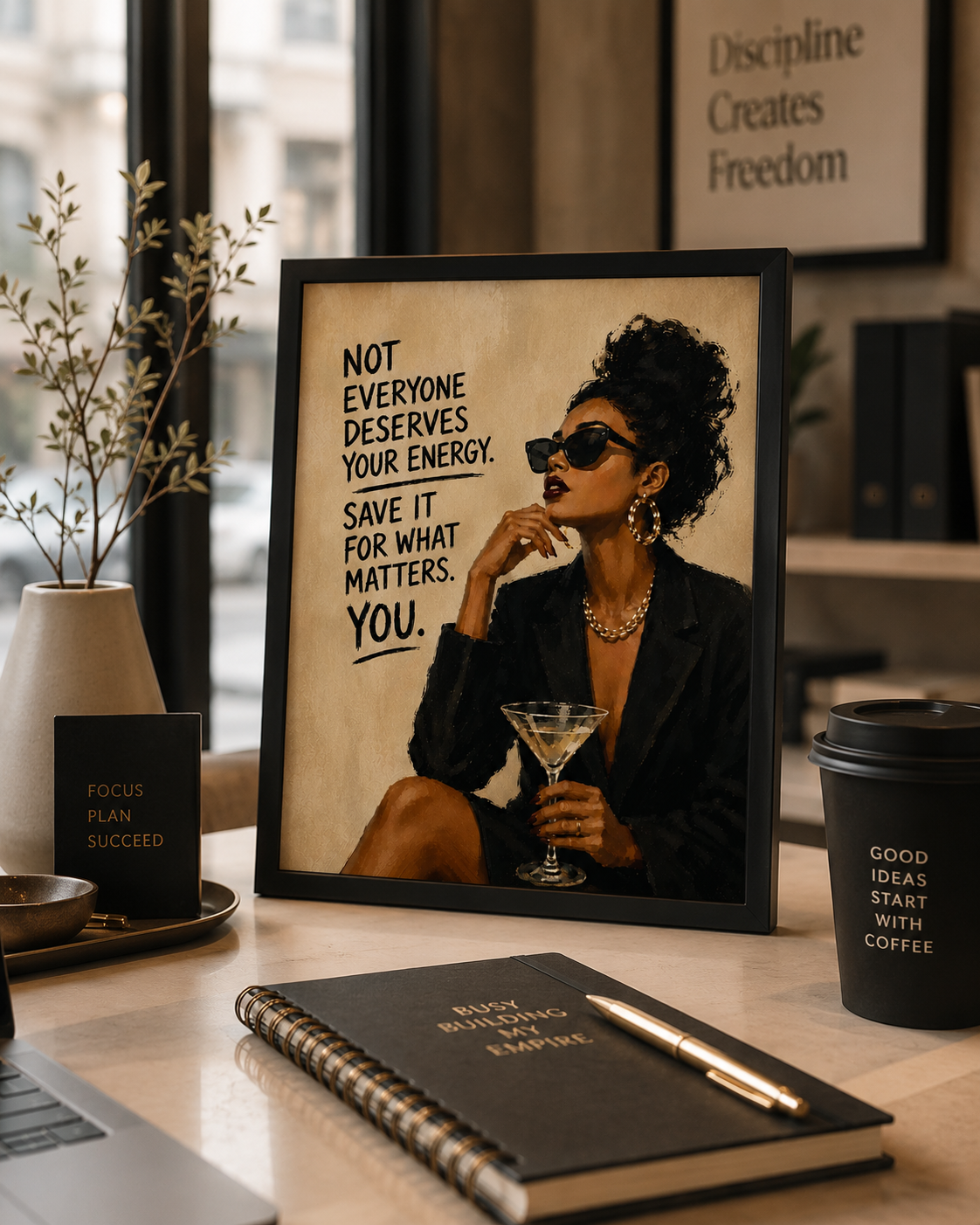 Not Everyone Deserves Your Energy Wall Art with bold feminine quote