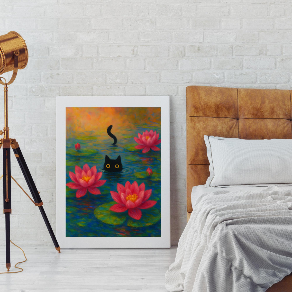 Monet Waterlily Cat — Impressionist Cat Printable Wall Art Digital Download