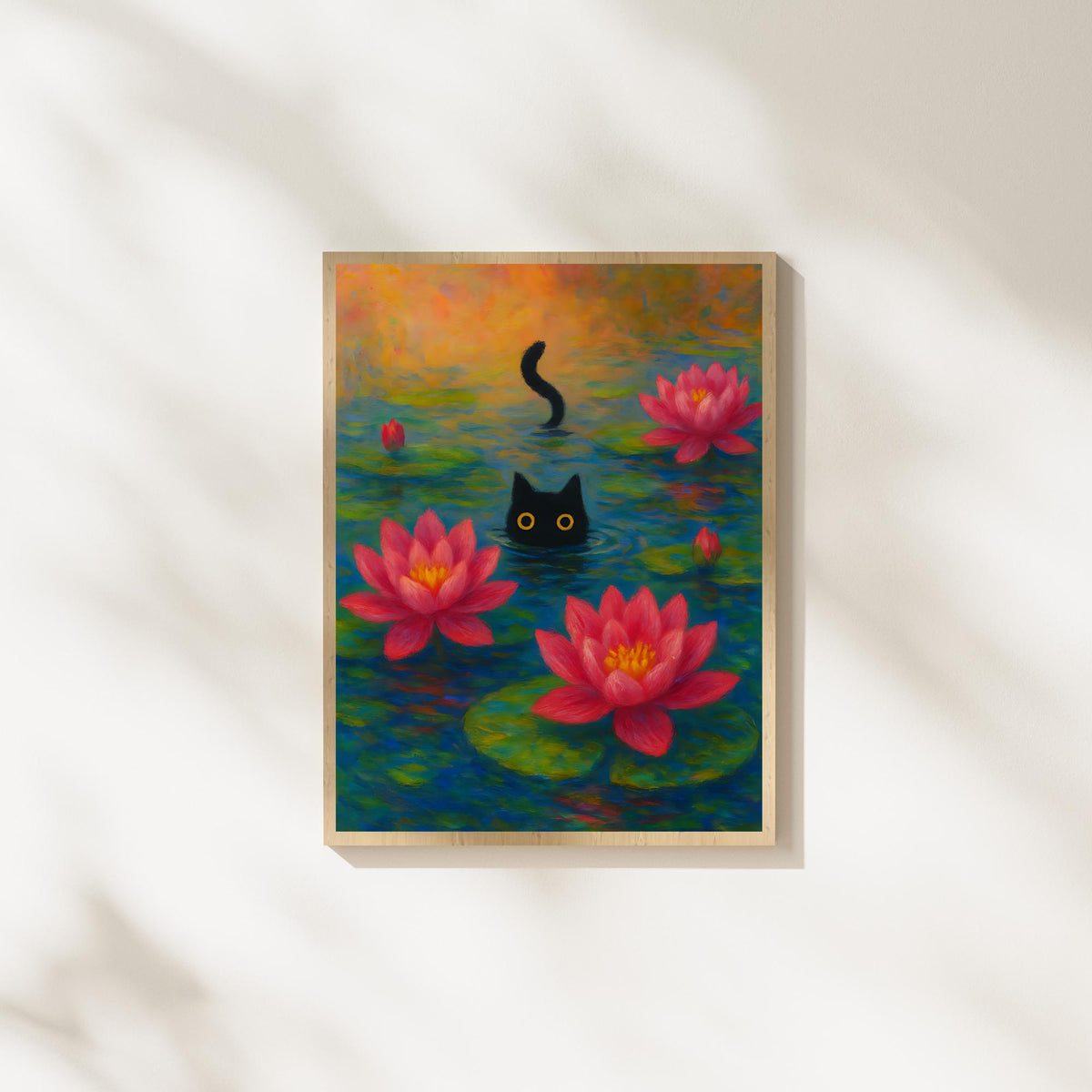 Monet Waterlily Cat — Impressionist Cat Printable Wall Art Digital Download